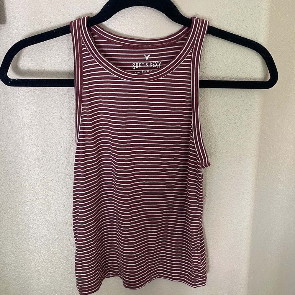 American eagle soft and sexy tank, size XS, red and white stripes